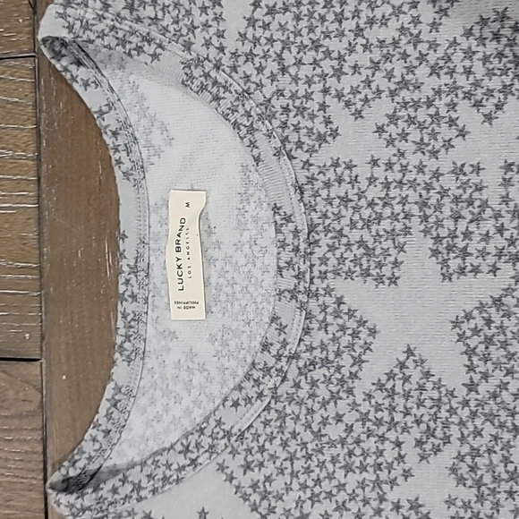 Lucky Brand Long Sleeve Cloud Jersey Scoop Neck Lightweight Star Sweater Size M - Picture 3 of 17